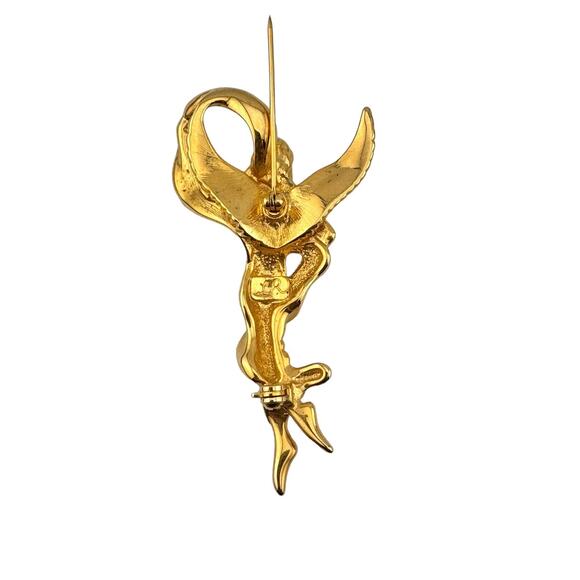 Vintage Lady Remington Figural Gold Tone Angel Brooch - Signed LR Rare - Picture 6 of 8